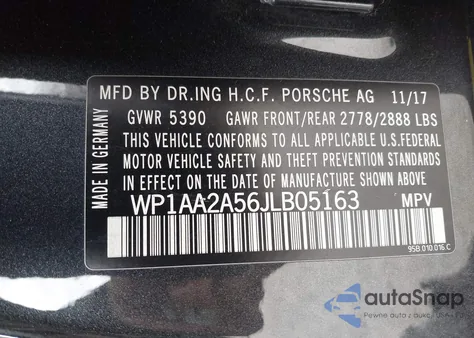 2018 Porsche Macan from USA, damaged, VIN WP1AA2A56JLB05163